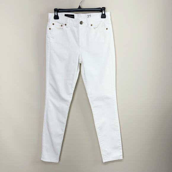 J Crew Toothpick Denim White Mid‎ Rise Skinny Crop Jeans Women's Size 27 - Picture 2 of 14